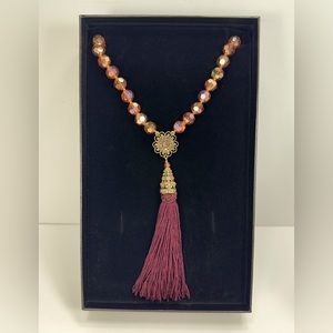 Heidi Daus 28” Toggle Necklace with 5” Fringe Tassel Drop - Candlelight Orange